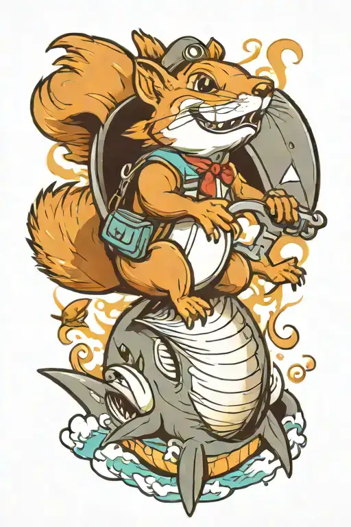 Squirrel Riding Shark Jumping