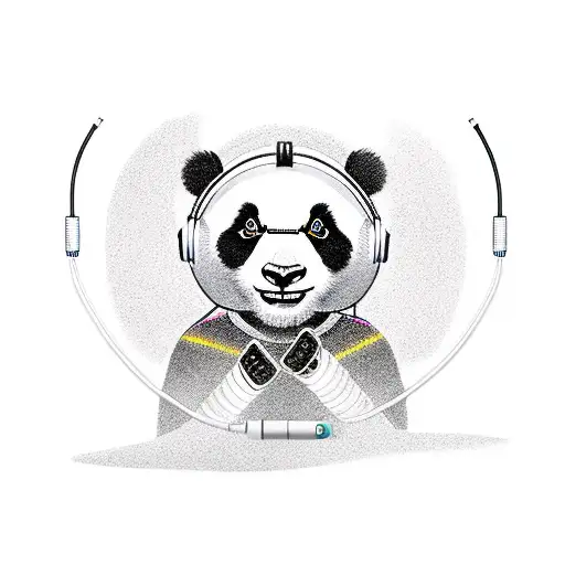 A Panda Dj Wearing Headphones And Holding An Electronic Cigarette