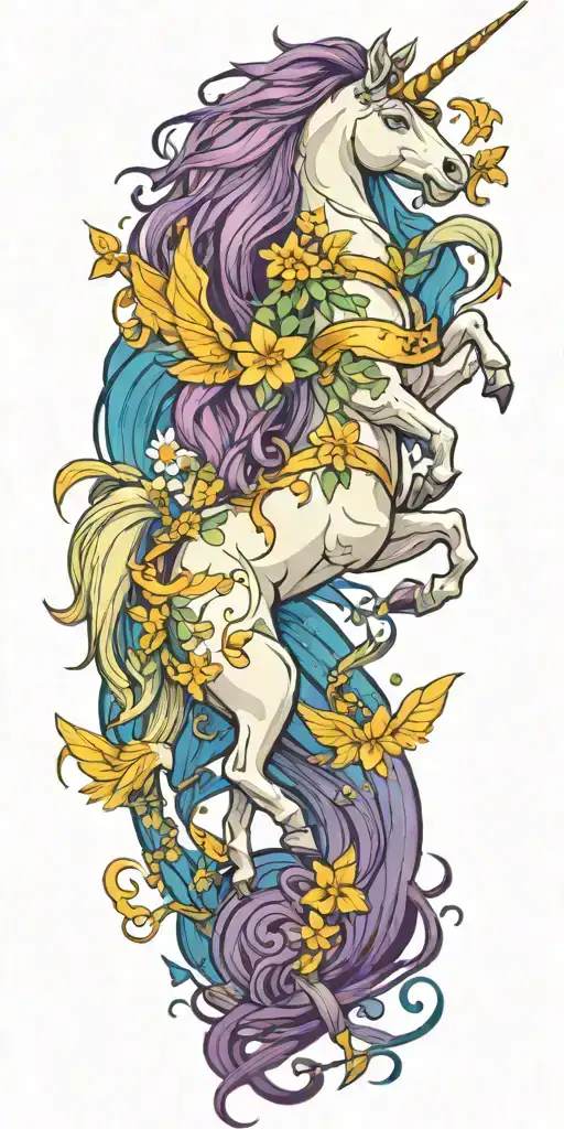 Unicorn With Fairies Dancing Among Them