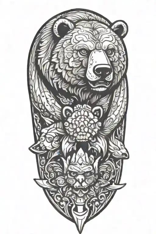 Bear Standing With Beaver Teeth And Beaver Tail