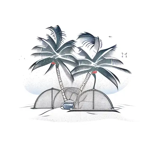 A Dj Booth On A Tropical Beach With Palm Trees