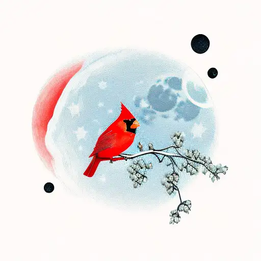 Cardinal With Moon