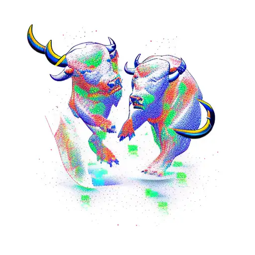 Bull And Bear Engaged In A Fierce Battle On A Stock Market Graph