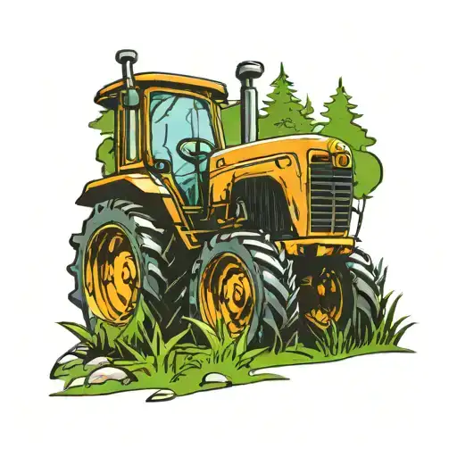 Tractor In The Forest Landscape