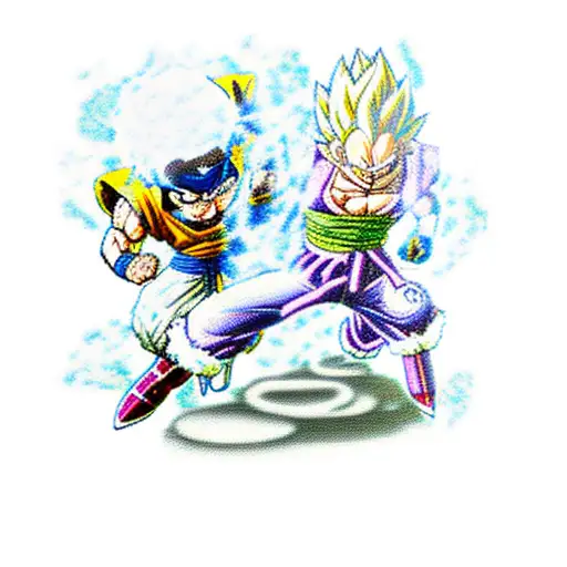 Dragon Ball And One Piece Crossover Battle Scene