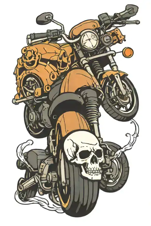 Minimalistic Modern Sleeve Motorcycle And Skull