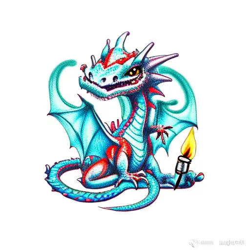 Cute Dragon With A Lighter