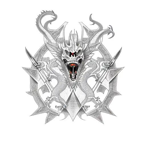 Dragon With Skulls And Anarchy