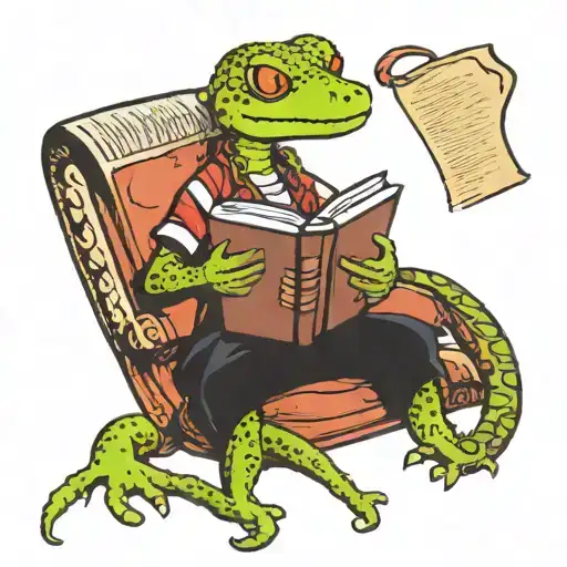 Gecko Is Reading A Book
