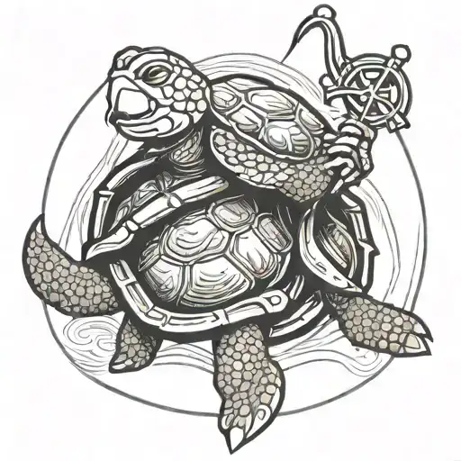 Turtle Holding Trident