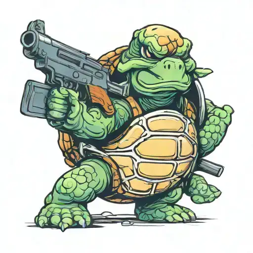 Turtle Hold A Ak47 In His Hands