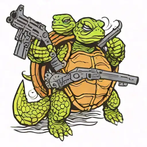 Turtle Hold A Ak47 In His Hands