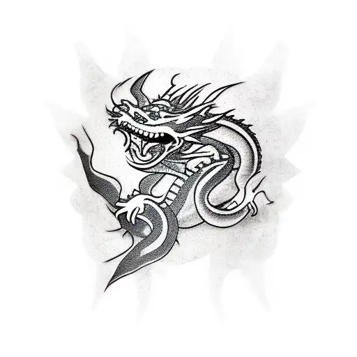 Create A Tatoo With Dragon And Samurai