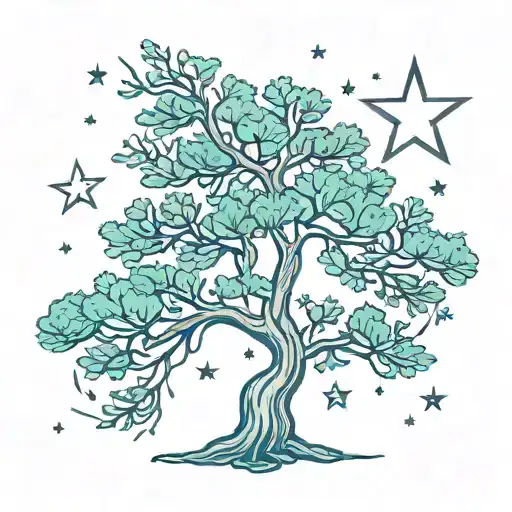 Juniper Tree And Stars Above