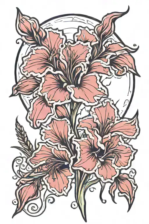 Gladiolus Flower Poppy Blooming Full Moon New Moon