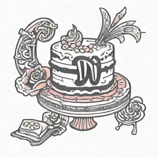 Cartoon Cake With Dws Initials