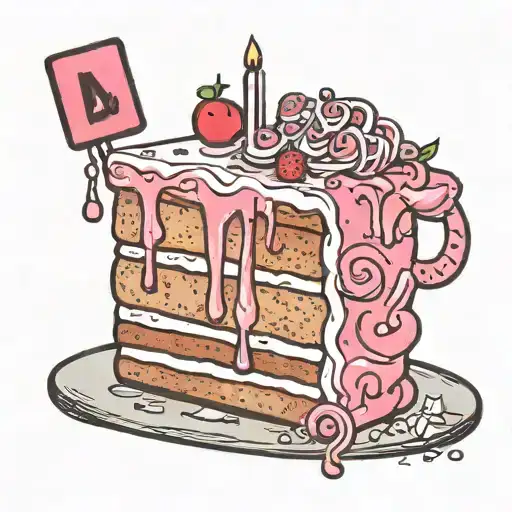 Cartoon Slice Of Cake With Dws Initials