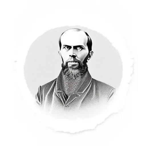 A Portrait Of Fyodor Dostoevsky With A Coffee Cup