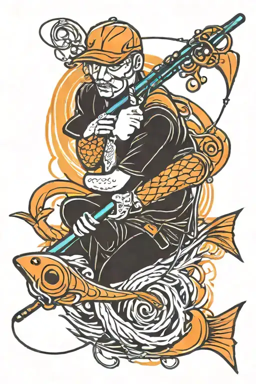 Leukemia Awareness With A Fishing Pole Intertwined