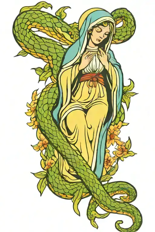 Mother Mary With Snake
