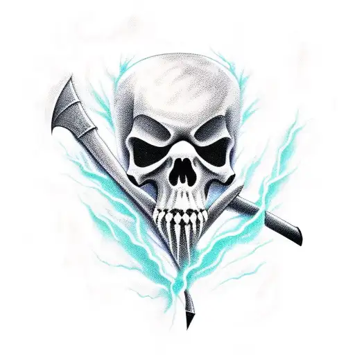 Full Body Grim Reaper In Thunder Storm