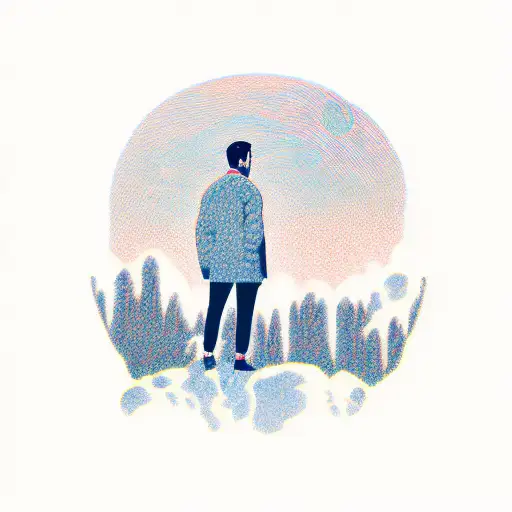 Man Standing Under The Moon