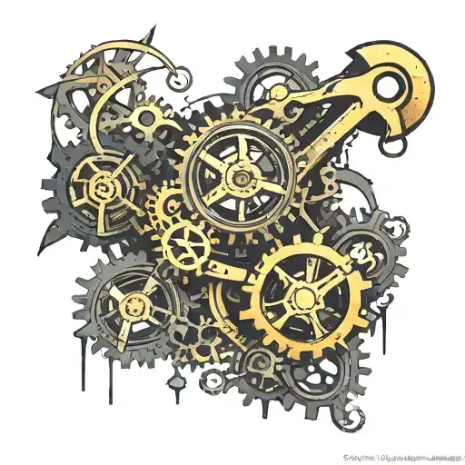 A Dark And Haunting Music Note Intertwined With Gears And Wrenches