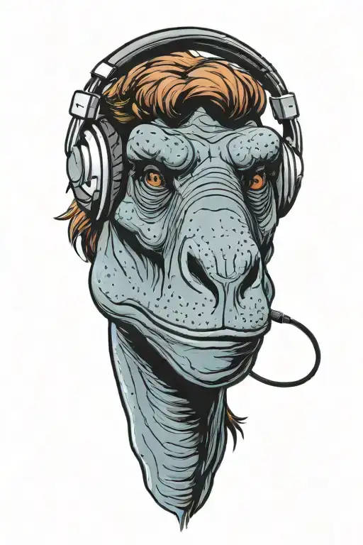 Little Foot From Land Before Time Wearing Headphones