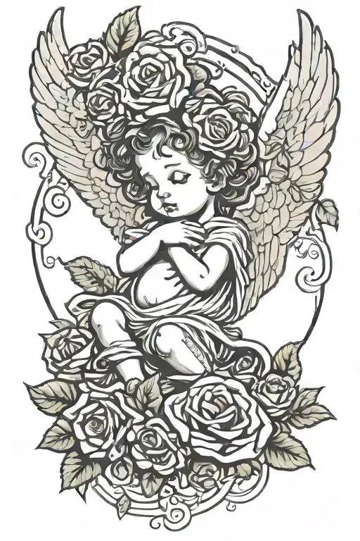 Baby Angel Roses Surrounding