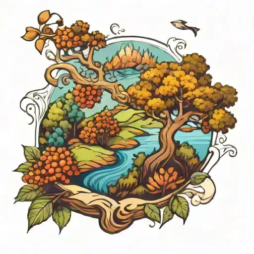 A Winding River With A Rowan Tree Beside It