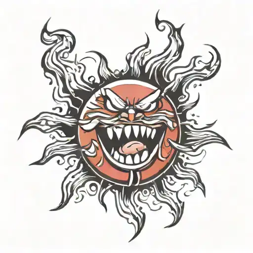 Angry Red Sun With A Grin