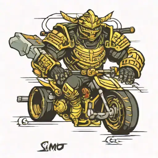 Simio With Samurai Armor In Formula 1 Car