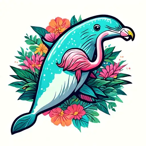 Narwhal With Flamingo
