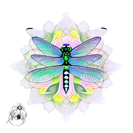 Black Dragonfly With Mandala