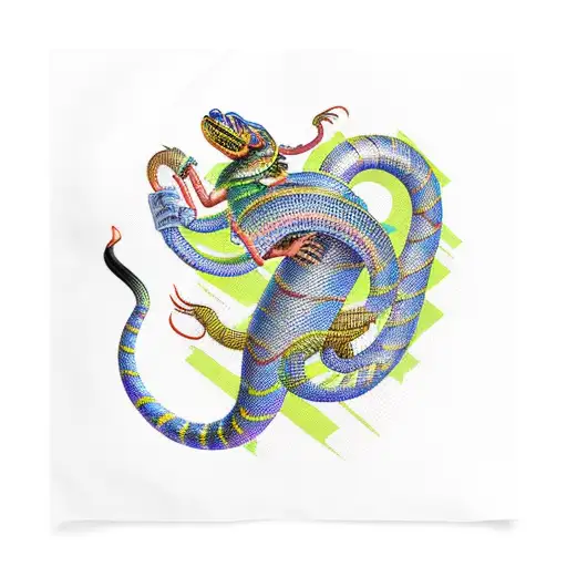 King Cobra Wrapped Around Bag Of Money