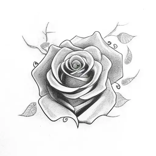 A Cute And Creepy Tattoo Design Featuring A Haunted Rose