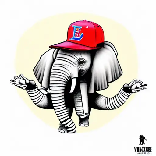 Elephant Wearing A Baseball Hat