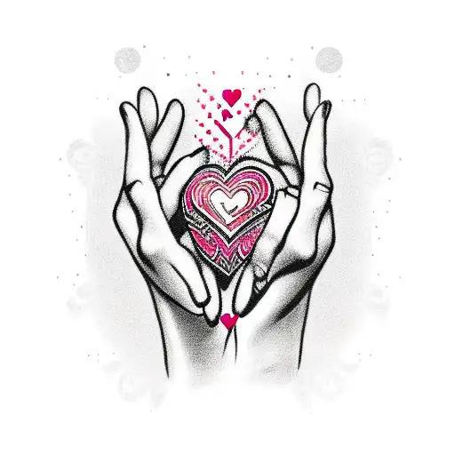 Gothic Tribal Hands Holding Heart