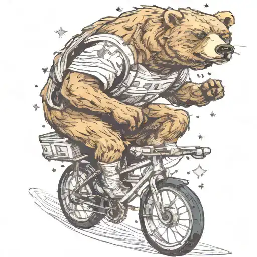 Bear Riding A Bicycling In Space