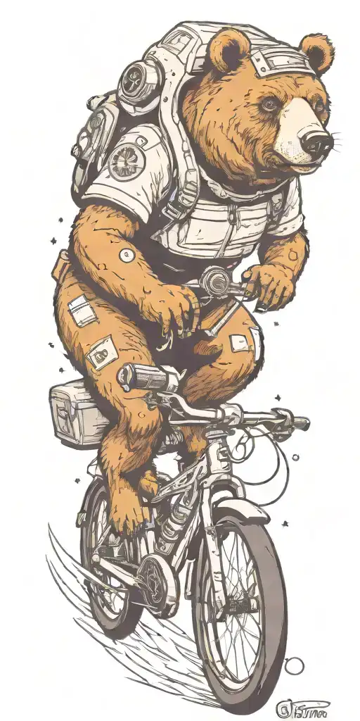 Outer Space Bicycling Bear