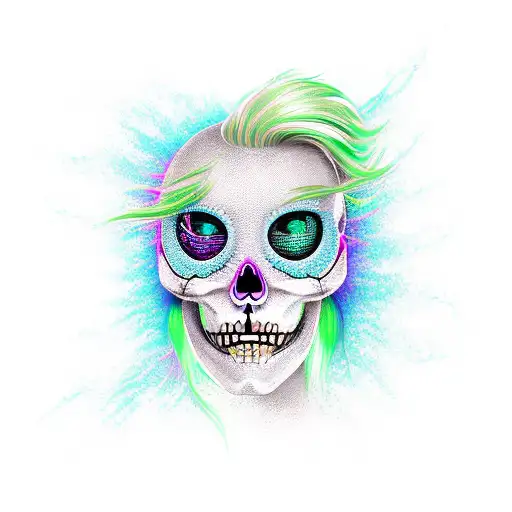 Half Mermaid Half Skeleton With Green Hair