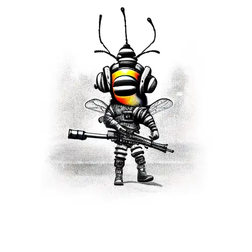 Soldier Bee With Helmet And Bazooka