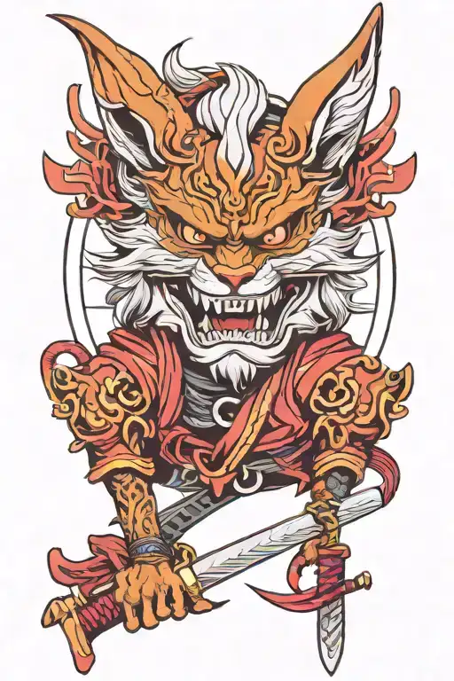 Oni Kitsune Mask Katana