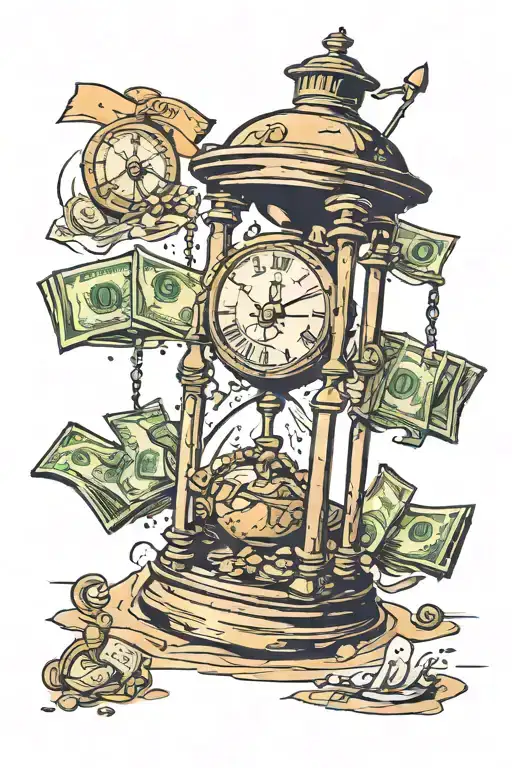 Sand Clock Counting Money Falling