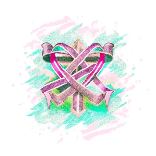 Pink Cancer Ribbon With A Fighting Concept