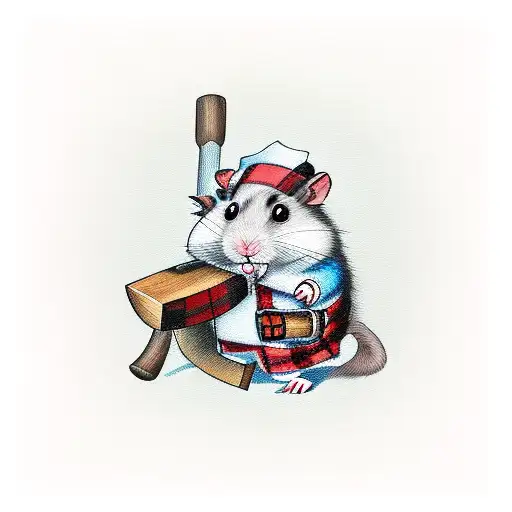A Hamster In A Red And Black Checkered Shirt With An Ax In His Hand Looking Like A Lumberjack