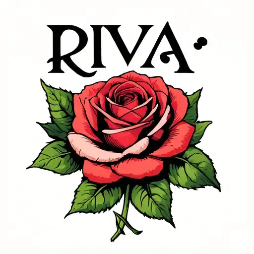 The Name Riva With A Rose Intertwined