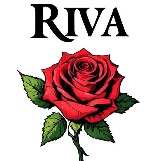 The Name Riva With A Rose Intertwined