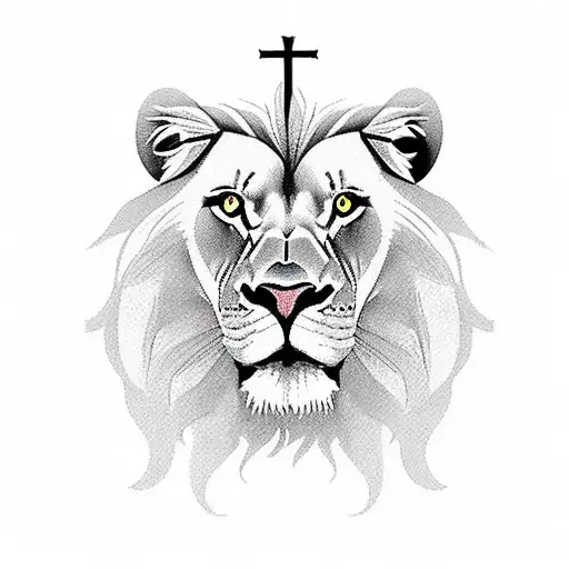 A Lion Inside Of A Cross