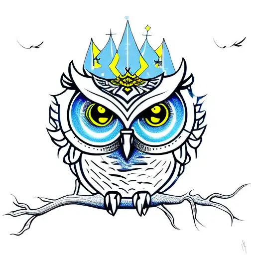 Owl With Fleur De Lis Blue